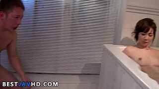 Airi Miyazaki Sucks Cock in Steamy Shower Creampie Finish