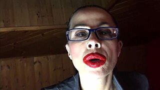 mistress claudia trains sissy with battona blowjob lesson