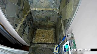 michelle anderson spread wide in latex gloves shower gaping her big ass backstage