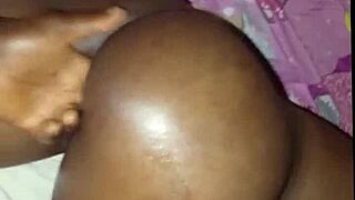 horny african teen 18+ fingers her wet pussy then swallows cock homemade