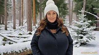 nude mature mom hikes outdoors showing her saggy big tits