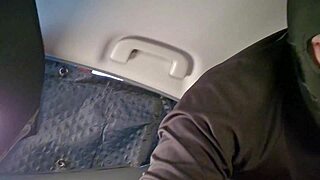 in the middle of the day at the shopping center, this 40s shaved housewife doesn't care about prying eyes during car sex and creampie