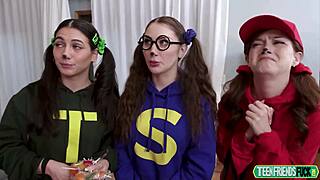 Three Best Friends Share Monster Cock Tittyfuck