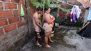 my neighbor helps wash me then fucks me hard