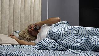 Horny stepdaughter seduces stepdad in bedroom with curvy latina ass