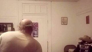 country guy strokes his small cock right after shower time