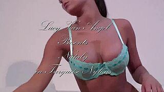 Natally's Nylon Legs and Toes in Lingerie Tease