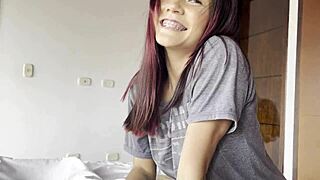 hey my boyfriend's away so his friend fucks my skinny pussy hard