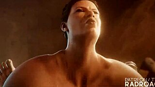 Lara's guts rocked hard by futanari cock extended