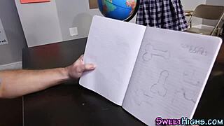 Uniformed CFNM Teen Gulps Down Monster Cock Jizz