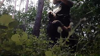 Stepsister's Secret Mouth Fuck In Woods Hides From Boyfriend