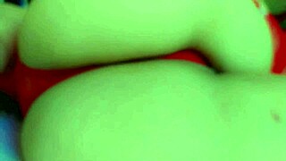 watch this hot blonde student moan loud while masturbating in red lingerie up close