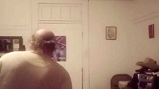 country guy strokes his small cock right after shower time