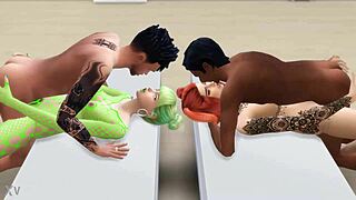 hey guys we hired these two sexy tattooed babes in lingerie for missionary game fuck