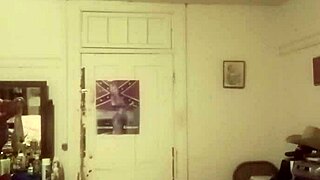 country guy strokes his small cock right after shower time