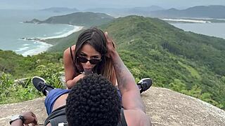 Naughty teen bares pussy outdoors. Big cock creampies her deep in public?