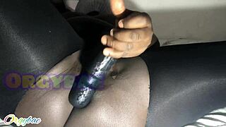 Wife's big ass in lingerie begs for vibrator help on bed tonight