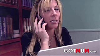 President milf with big tits can't resist sucking and riding employee's huge bbc at work