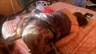 French blonde rims ass in satin panties, fishnets, heels doggystyle blowjob