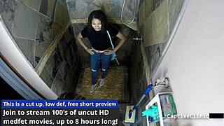 michelle anderson spread wide in latex gloves shower gaping her big ass backstage