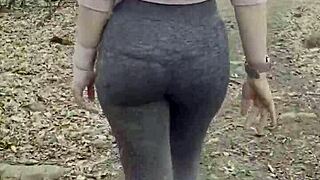 we stopped hiking for outdoor creampie in the public park doggystyle.