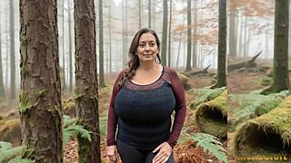 nude mature mom hikes outdoors showing her saggy big tits