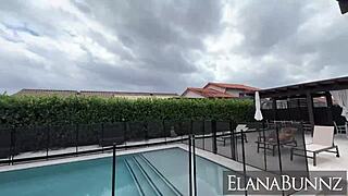 jmac, ever oiled up elana bunnz's big booty by the pool before pounding her shaved pussy doggystyle?