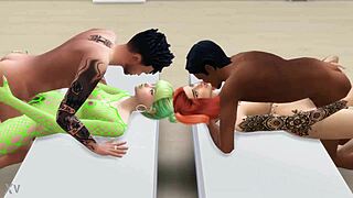 hey guys we hired these two sexy tattooed babes in lingerie for missionary game fuck