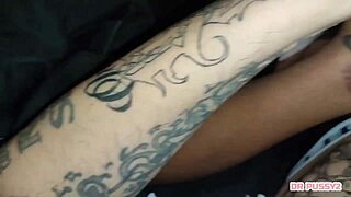 my step-brother's HUGE HARD COCK handjob massage turned into wild interracial ebony tattoo flashing netflix fuck!