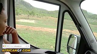 Cute black amateur girlfriend rides euro boyfriend in real homemade video