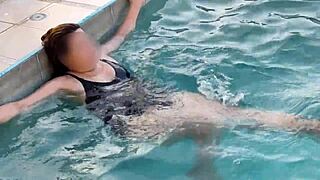 beautiful stepmom flashes her tits at the pool needs cock 😍💦👙