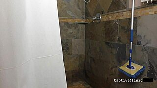 michelle anderson spread wide in latex gloves shower gaping her big ass backstage