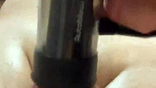 cock milking machine ties up lactating femdom for extreme bdsm tease!