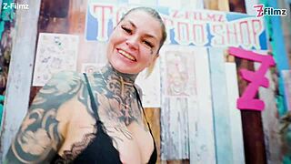 Big dicks dominate inked couple's wild tatted foursome orgy