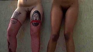 These curvy Brazilian teens with fat asses start kissing hot during their photo shoot