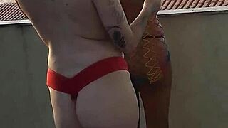 These curvy Brazilian teens with fat asses start kissing hot during their photo shoot