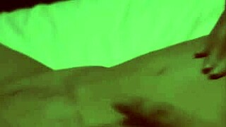 sexy milf neighbor fingers shaved pussy close-up for husband's watching friend