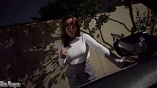 hey, that prostitute handles his huge cock outdoors right?