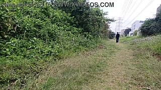 Skinny redhead punk flashes wet pussy no panties public park outdoor ass worship fetish