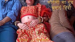 Indian Stepmom Fucks Stepson in Hindi Dirty Talk Chudai