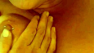 stepmom rubs her big tits with hot sticky cum massage