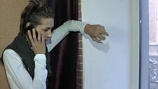 dude this guy just sits there staring while she sucks his cock and they fuck hard till orgasm