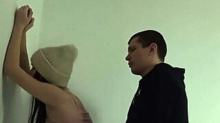 i grabbed my pretty brunette classmate in entrance fucked her tight pussy quick and shot cum down her throat