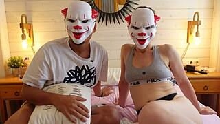 Step-Siblings' Masked Roleplay Porn Shoot Turns Real with Foreplay