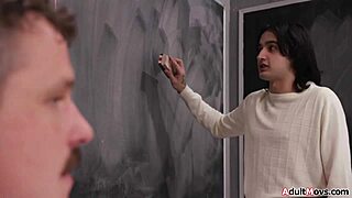 Petite Slut's Shaved Pussy Takes DP Gangbang from Old Teacher. Big Black Cocks Pound Her in Detention