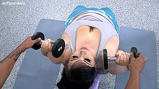 Chubby bbw omya rides bbc post workout till huge facial cumshot