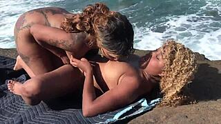 nina rivera and porsha carrera share intimate moments outdoors by the beach