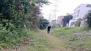 Skinny redhead punk flashes wet pussy no panties public park outdoor ass worship fetish