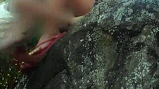 Slim sexy african beauty outdoors public no panties flashing pussy during beach massage oral masturbation.