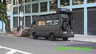 Negao's immense cock destroys vovo safada's ass in red sheer motor home